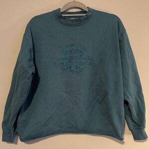 GUC Vintage Alpine Club Interlaken Switzerland Cropped Teal Sweatshirt